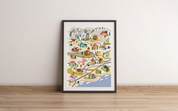 Casas-caminos-mar ilustradora Cecilia Plaza