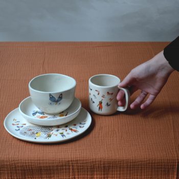 Mariposas pack bowl, cuenco, plato y taza