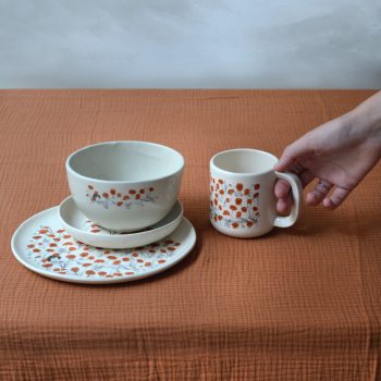 Amapolas pack bowl, cuenco, plato y taza