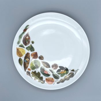 Plato cerámico Hojas semicircular